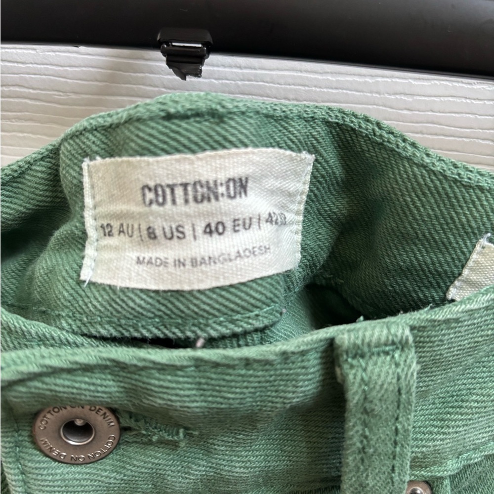 ASOS Woman’s Cotton On green panel straight leg jeans, Size 8, EUC (SEE NOTE) - Picture 5 of 7
